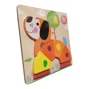 Puzzle 3D din Lemn Model Catel, 5 piese, tip Montessori #JJ5639 - Img 3