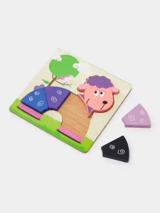 Puzzle 3D din Lemn Model Oaie, 5 piese, tip Montessori #JJ5640 - Img 3