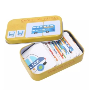 Puzzle cognitiv asociere în cutie de metal, Mijloace de transport, 32 piese #JJ5025 - Img 3