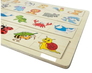 Puzzle Cognitiv de Asociere din Lemn, Animale, 4 seturi, 20 piese #JJ5313 - Img 3