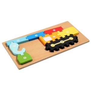 Puzzle din lemn cu placa suport, Macara, 8 piese mari numerotate, multicolor #JJ5565 - Img 2