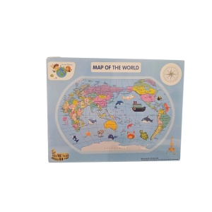 Puzzle din lemn Harta Lumii cu placa suport și 26 piese #JJ5085 - Img 3