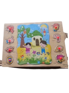 Puzzle Incastru 2 in 1 din Lemn tip Montessori : Parti ale Corpului si Simturi #JJ5064 - Img 3