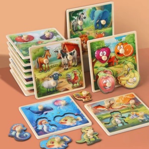 Puzzle Incastru din Lemn cu 4 butoni -Fructe #JJ5626 - Img 4