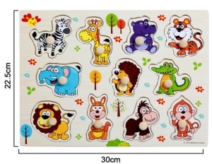 Puzzle incastru din Lemn cu Maner - Animale Salbatice #JJ5548 - Img 3