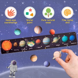Puzzle Incastru Educativ din Lemn: Planetele Sistemului Solar #JJ5513 - Img 5