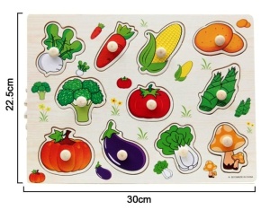 Puzzle incastru Legume din lemn cu maner #JJ5029 - Img 2