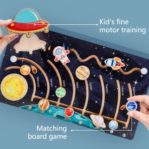 Puzzle Labirint 3D din Lemn, tip Montessori, Sistemul Solar #JJ5568 - Img 3