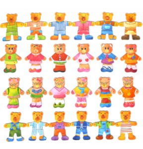 Puzzle Magnetic din Lemn Imbraca Familia Ursuletilor, in Cutie Metalica, 35piese #JJ5653 - Img 3