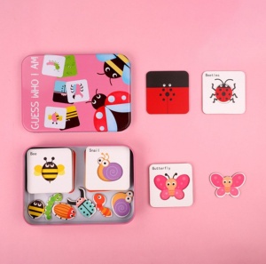 Puzzle Montessori de asociere în cutie metalică Guess Who I Am: Insecte, 24 piese #JJ5084 - Img 2
