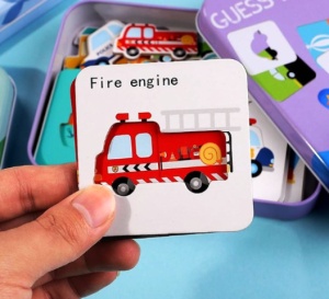 Puzzle Montessori de asociere în cutie metalică Guess Who I Am, Mijloace de transport, 24 piese #JJ5031 - Img 2