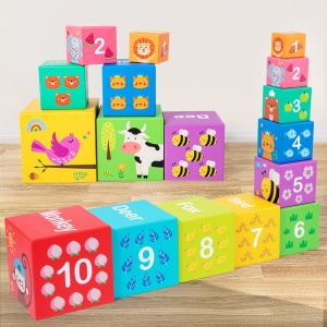 Set 10 Cutii de Stivuit, Invatare Numere, Animale, Multicolor #JJ5459 - Img 6