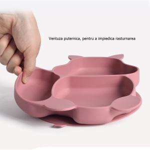 Set 10 piese Diversificare Bebelusi din Silicon, Model Veverita, fara alergeni, Bordeaux #JJ5448 - Img 5
