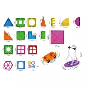 Set 120 Piese Magnetice de Constructie, Magnetic Titles, Forme Geometrice, ABS, Multicolor #JJ5175 - Img 6