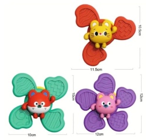 Set 3 Spinnere cu Ventuza pentru Bebelusi, Senzoriale, Model Animale,multicolor #JJ5624 - Img 9