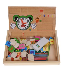 Set de educativ magnetic multifuncțional cu tablă dublă pt cretă și marker, numere, semne și bețișoare aritmetice #JJ5093 - Img 8