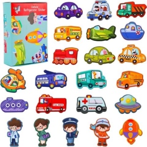 Set magneți Mijloace de transport și meserii, 22 piese #JJ5096 - Img 1