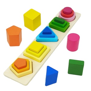 Sortator multistrat tip Montessori cu forme geometrice, 16 piese #JJ5082 - Img 1