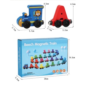 🌈Oferta zilei❗Trenulet educativ din Lemn, Magnetic, Model Alfabet, 27 piese #JJ5538 - Img 3