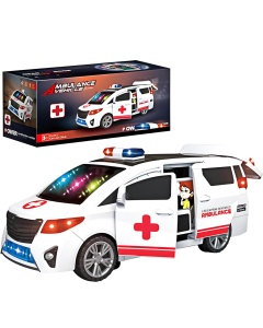 Ambulanta cu Lumini 3D, Muzica, Usi care se deschid si Functie de Rotire 23 cm #JJ5467