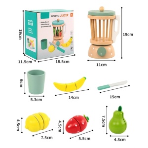 Blender cu Fructe de Taiat si Accesorii, din Lemn, Joc de Rol, KABI, nunate Pastel #JJ5668 - Img 6