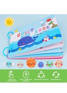 Carte interactiva Quiet Book Montessori, piese cu scai reutilizabile, 10 pagini #JJ5656 - Img 6