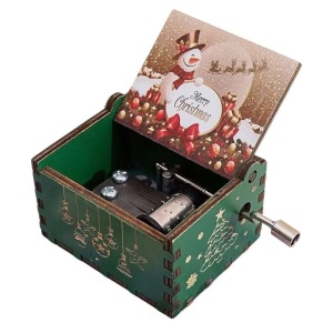 Cutie Muzicala Manuala Vintage, de Craciun, din Lemn, melodie “Merry Christmas” #JJ5329 - Img 2