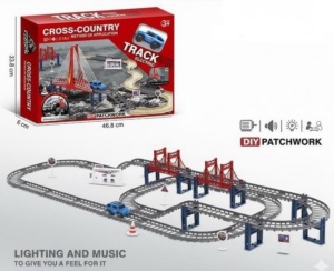 Joc de Constructie Circuit cu Masina Electrica Offroad, Lumini, Sunete si Pod suspendat#JJ5471