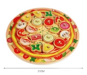 Joc de Stivuire Pizza din Lemn, tip Montessori, multicolor #JJ5406 - Img 2