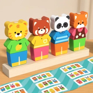 Joc Educativ din Lemn tip Montessori, Asociere Imbracaminte si Animale #JJ5563 - Img 10