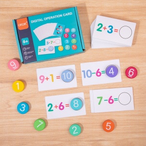 Joc Educativ Invatare Adunare si Scadere cu Cifre din Lemn si 46 Planse, Multicolor #JJ5402 - Img 4