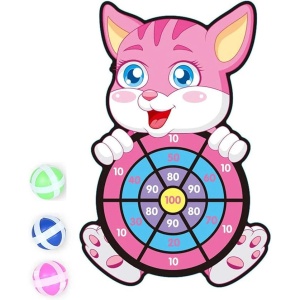 Joc Interactiv Darts din textil, Placa pliabila, 3 mingi cu scai, Model , 47 cm #JJ5525