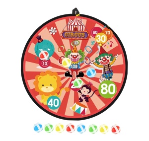 Joc Interactiv Darts din textil, Placa pliabilă, 8 mingi cu scai simple, 2 mingi cu lumini, Model Circ #JJ5160