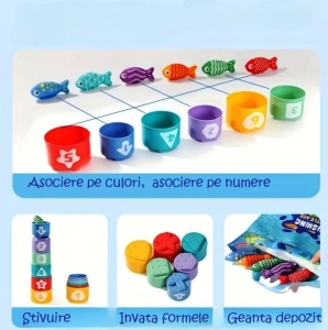 Joc interactiv de Pescuit si Sortare din Fetru cu velcro, 27 piese #JJ5642 - Img 4