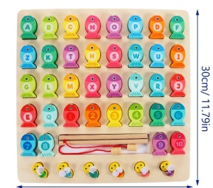 Joc Montessori magnetic de pescuit din lemn, Alfabet, Numere și Albinute #JJ5012 - Img 4