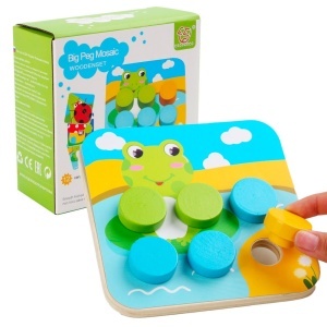 Joc Mozaic din Lemn cu Butoni Mari, potriveste culorile, tip Montessori #JJ5451 - Img 2
