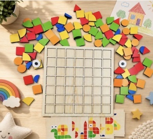Joc Mozaic Puzzle din Lemn, 120 piese, tip Montessori #JJ5594 - Img 4
