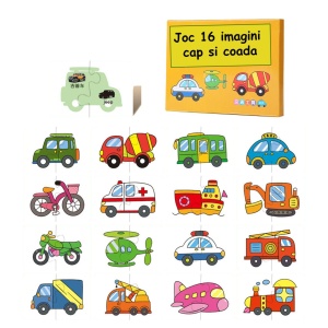 Joc puzzle asociere cu 2 piese mari 16 seturi, mijloace de transport #JJ5002 - Img 1