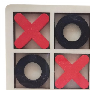 Joc Tic Tac Toe ( X si 0) din Lemn, 9 piese, 15 cm, Negru/ Rosu, #JJ5533 - Img 4