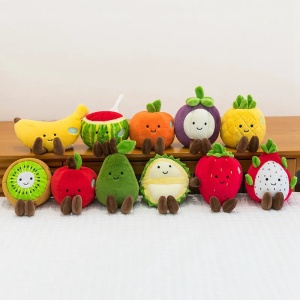 Jucarie de Plus Ananas pufos cu fata zambitoare, 16 cm, #JJ5576 - Img 3