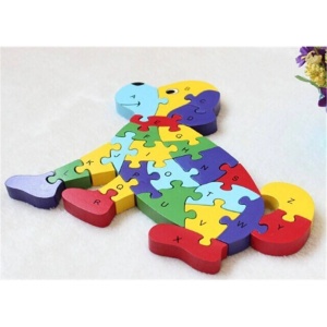 Puzzle 3D din lemn Catel fata/verso cu Alfabet/ Numere, 26 piese, multicolor #JJ5561 - Img 7