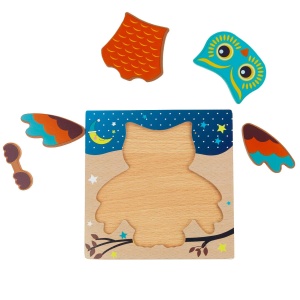 Puzzle 3D din Lemn Model Bufnita, 5 piese, tip Montessori #JJ5638 - Img 8