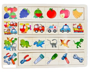 Puzzle Cognitiv de Asociere din Lemn, 4 seturi, 20 piese #JJ5314