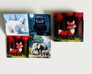 Puzzle Cuburi Magnetice, 6 in 1, Model Animale, 16 cuburi #JJ5581 - Img 7