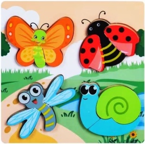 Puzzle din Lemn 3D tip Montessori: Insecte #JJ5308
