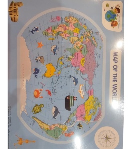 Puzzle din lemn Harta Lumii cu placa suport și 26 piese #JJ5085 - Img 4