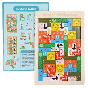 Puzzle din Lemn tip Tetris cu Animale Colorate, 3D, 40 piese #JJ5159 - Img 2
