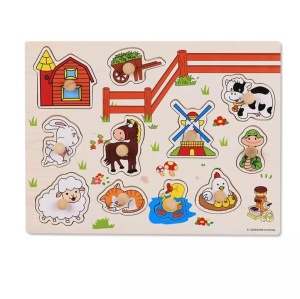 Puzzle incastru din lemn Animale Domestice cu maner #JJ5022 - Img 1