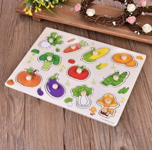 Puzzle incastru Legume din lemn cu maner #JJ5029 - Img 3