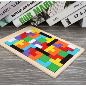 Puzzle Montessori din Lemn tip Tetris cu Forme Neregulate , 3D, 40 piese #JJ5532 - Img 10